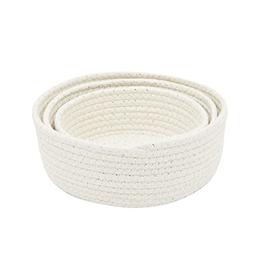 Farmlyn Creek Woven Rope White Storage Baskets, Set of 3 for Organizing (3 Assorted Sizes)