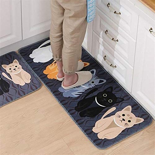 BESUFY Bedroom Rugs,Modern Soft Fluffy Bedroom Carpets for Winter Indoor Christmas Decor Cartoon Cats Print Bathroom Kitchen Carpet Doormat Floor Mat Rug Home Decor - Black 40x60cm