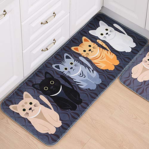 BESUFY Bedroom Rugs,Modern Soft Fluffy Bedroom Carpets for Winter Indoor Christmas Decor Cartoon Cats Print Bathroom Kitchen Carpet Doormat Floor Mat Rug Home Decor - Black 40x60cm