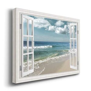 Renditions Gallery Canvas Nature Wall Art Home Paintings & Prints Artwork Cloudy Ocean Beach Sky Glam Romantic Window View Modern Decorations for Dining Room Office Kitchen - 24"x36" LT21