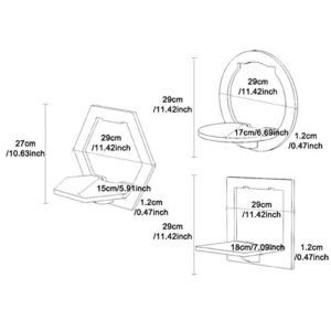 DENPETEC Command Strip Shelf Upgrade White for Wall Drill Free Modern Wall Mount Shelf Universal Small Wall Rack for Security Cameras, Baby Monitors, Home Ornament Storage Hold(Hexagon)