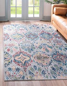 rugs.com charleston collection rug – 4′ x 6′ multi low-pile rug perfect for living rooms, large dining rooms, open floorplans