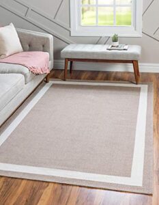 rugs.com georgia collection rug – 4′ x 6′ taupe flatweave rug perfect for living rooms, large dining rooms, open floorplans