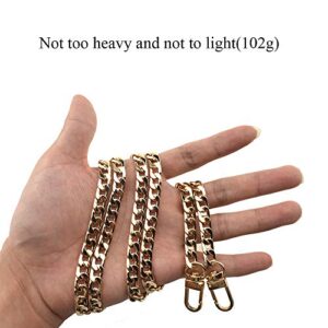 HAHIYO Mini Pochette Purse Chain Strap Thin Wide 7mm for LV Length 43.3 inches Thick 2.6mm Shiny Gold for Shoulder Cross Body Sling Handbag Wallet Clutch Comfortable Flat Metal Strap 1 Pack