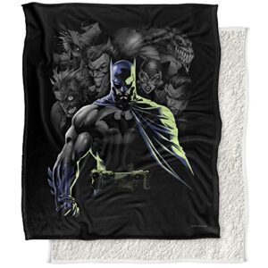 batman blanket, 50″x60″, villains unleashed silky touch sherpa back super soft throw blanket