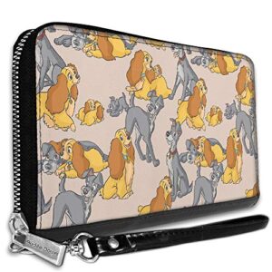 Buckle-Down Women's PU Zip Around Wallet Rectangle-Lady and The Tramp, 7.5"x4.5"