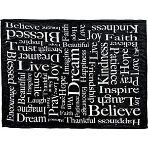 inspiring messages (black) super plush blanket – 50×60 soft throw blanket – perfect for cuddle season & holiday gifts!