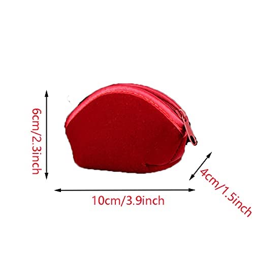 SUKPSY 6 Pcs Velvet Jewelry Bags with Zipper Gift Bags Purse Pouches Shell Shape Jewelry Organizer Box for Jewelry,Gift,Wedding Party,Christmas,Small Craft (Dark Red)