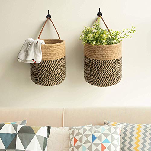 Goodpick Large Blanket Basket And Jute Hanging Basket Set