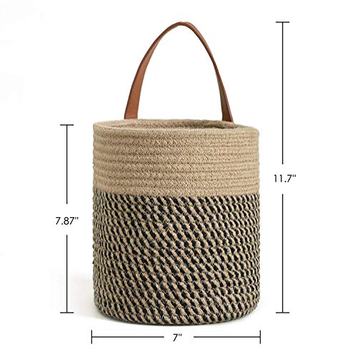 Goodpick Large Blanket Basket And Jute Hanging Basket Set