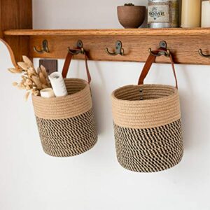 Goodpick Large Blanket Basket And Jute Hanging Basket Set