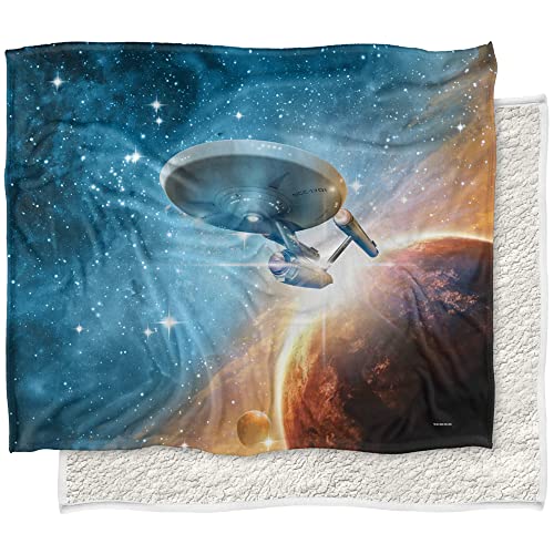 Star Trek Blanket, 50"x60", Final Frontier Silky Touch Sherpa Back Super Soft Throw Blanket