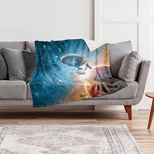 Star Trek Blanket, 50"x60", Final Frontier Silky Touch Sherpa Back Super Soft Throw Blanket