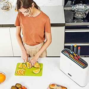 Charmline Smart Cutting Board And Knife Set With Holder, 4 Color Coded Chopping Boards, 4 Knives, Drying Holder Organizer For Kitchen, Smart Home Gadgets