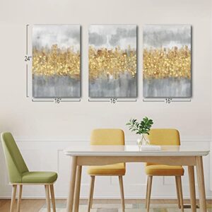 Modern Abstract Wall Art Grey and Yellow Room Decor 3 Pcs Neutral Canvas Print with Light Industrial Style Artwork Pictures for Office Home Living Room Bedroom Men Gift 16"x 24"