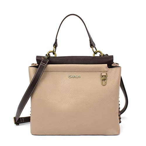 CHALA Charming Satchel with Adjustable Strap - Daisy - Taupe