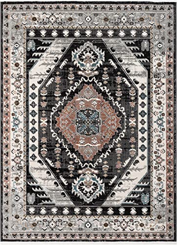 Well Woven Jolena Multi Black Vintage Oriental Distressed Medallion Pattern Boho Area Rug (5'3" x 7'3")