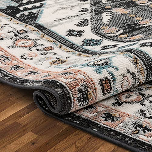 Well Woven Jolena Multi Black Vintage Oriental Distressed Medallion Pattern Boho Area Rug (5'3" x 7'3")