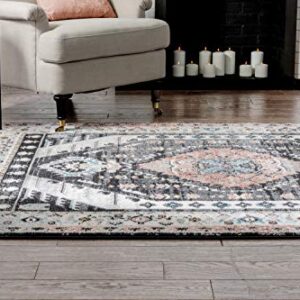 Well Woven Jolena Multi Black Vintage Oriental Distressed Medallion Pattern Boho Area Rug (5'3" x 7'3")