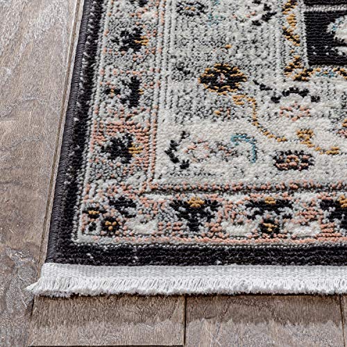 Well Woven Jolena Multi Black Vintage Oriental Distressed Medallion Pattern Boho Area Rug (5'3" x 7'3")