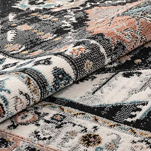 Well Woven Jolena Multi Black Vintage Oriental Distressed Medallion Pattern Boho Area Rug (5'3" x 7'3")