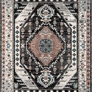 Well Woven Jolena Multi Black Vintage Oriental Distressed Medallion Pattern Boho Area Rug (5'3" x 7'3")