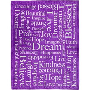 inspiring messages (purple) super plush blanket – 50×60 soft throw blanket – perfect for cuddle season & holiday gifts!