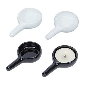 ahandmaker 4 pcs little candle spoon replacement, 2 pcs tealight wax warmer flat round ceramic candle spoon for essential oil burner tealight fragrance warmer aromatherapy diffuser