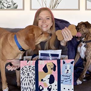 Blue Q Shoulder Totes: Hefty Zipper, Exterior Pocket, Reinforced Floor. (Happy Dog)