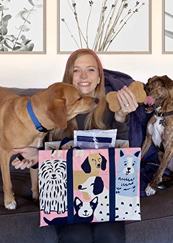 Blue Q Shoulder Totes: Hefty Zipper, Exterior Pocket, Reinforced Floor. (Happy Dog)