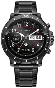 citizen cz smart gen 1 stainless steel smartwatch touchscreen, heartrate, gps, speaker, bluetooth, notifications, iphone and android compatible, powered by google wear os