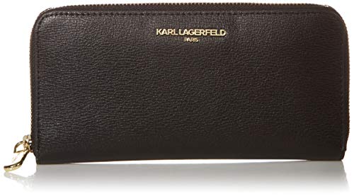 Karl Lagerfeld Paris womens Zip Continental Wallet, BLK/GOLD, One Size US