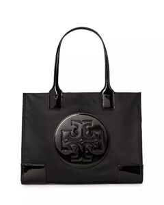 tory burch womens ella durable patent trim tote handbag black large