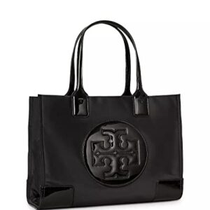 Tory Burch Womens Ella Durable Patent Trim Tote Handbag Black Large