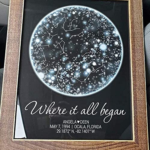 Custom Star Map - Personalized Constellation Map (Print, Multiple Sizes, Night Sky by date Wall Art, Unique Gift - Special Occasion, Wedding Gift, Anniversary Gift, Valentines Day Gift)