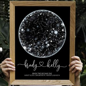 Custom Star Map - Personalized Constellation Map (Print, Multiple Sizes, Night Sky by date Wall Art, Unique Gift - Special Occasion, Wedding Gift, Anniversary Gift, Valentines Day Gift)