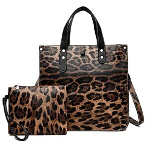 koon tote bag for women zebra cows deer leopard pattern shoulder bag hobos purse large satchel handbag for work travel shopping (leopard gold)