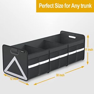 INFUOAP Foldable Trunk Organizer with Multi Pockets, Heavy Duty Collapsible Trunk Storage Organizer with Reflective Stripe for Car, SUV, Minivan