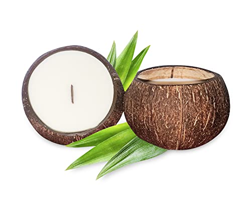 Coconut Bowl Candle – 14oz Premium Soy – Wood Wicked Coconut Scented Candle – Natural Coconut Shell – Eco Friendly – Ideal for Home and Beach Décor – Aromatherapy Candle