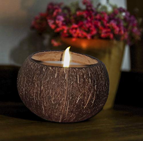 Coconut Bowl Candle – 14oz Premium Soy – Wood Wicked Coconut Scented Candle – Natural Coconut Shell – Eco Friendly – Ideal for Home and Beach Décor – Aromatherapy Candle