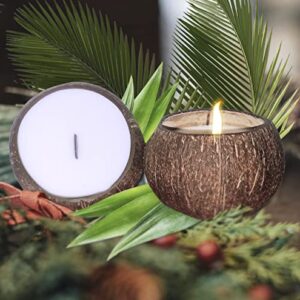 Coconut Bowl Candle – 14oz Premium Soy – Wood Wicked Coconut Scented Candle – Natural Coconut Shell – Eco Friendly – Ideal for Home and Beach Décor – Aromatherapy Candle