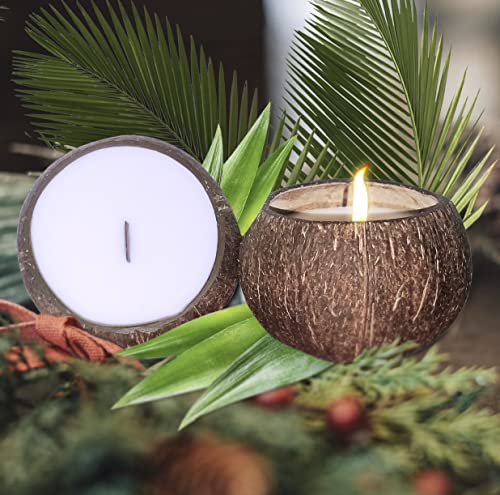 Coconut Bowl Candle – 14oz Premium Soy – Wood Wicked Coconut Scented Candle – Natural Coconut Shell – Eco Friendly – Ideal for Home and Beach Décor – Aromatherapy Candle