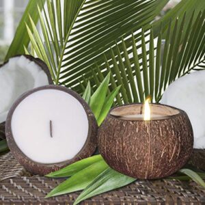 Coconut Bowl Candle – 14oz Premium Soy – Wood Wicked Coconut Scented Candle – Natural Coconut Shell – Eco Friendly – Ideal for Home and Beach Décor – Aromatherapy Candle