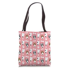 Repeating Pink Bull Terriers Pattern Sweet Dog Owner Meme Tote Bag