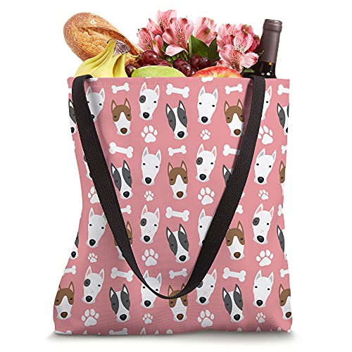 Repeating Pink Bull Terriers Pattern Sweet Dog Owner Meme Tote Bag