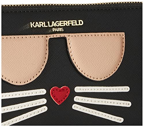 Karl Lagerfeld Paris Women's Zip Around Wallet, Deep BLK/Gold, One Size