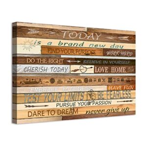woxfcart quotes canvas wall art – motivational inspirational pictures for office brown walls decor with framed 24×16