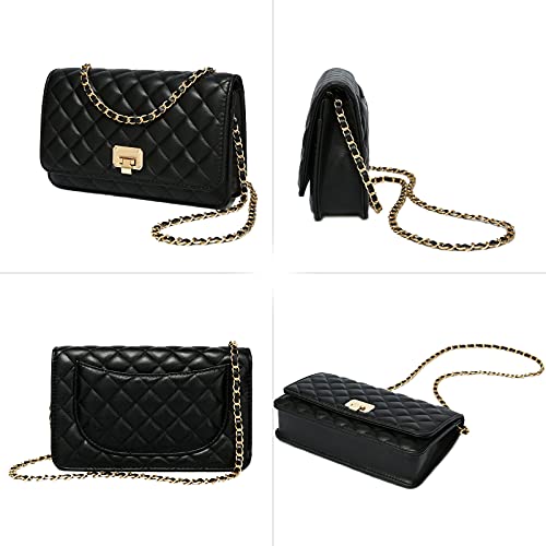 Women Shoulder Bag Grid Crossbody Handbag Daily Leather Stylish Evening Chain Bag