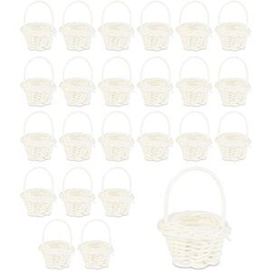 juvale white mini woven baskets with handles (1.75 x 2.5 in, 24 pack)