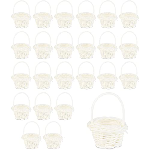 Juvale White Mini Woven Baskets with Handles (1.75 x 2.5 in, 24 Pack)